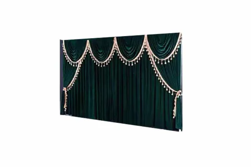 BG06 Background Fabric Only - Green Velvet Tassel Curtain