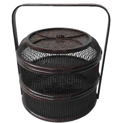 FB12 Oriental Basket  2 Tier - Dark Brown