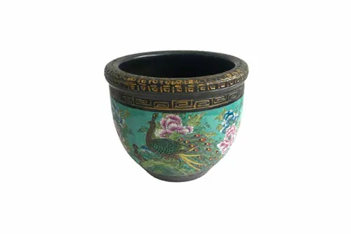FP06 Chinese Ceramic Flower Pot - Turquoise