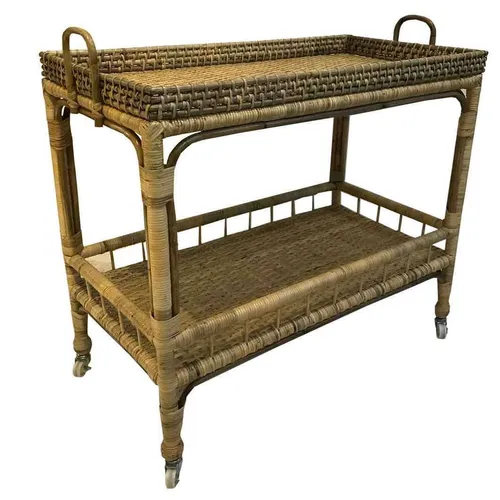 RT06 Rattan Bar Cart - Cocktail Trolley