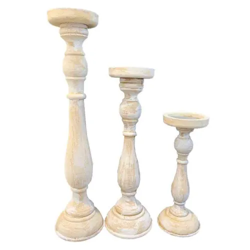 LN120 Candle Holder - Wooden Rustic Set