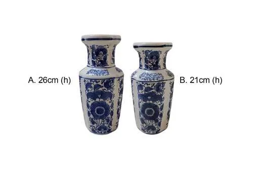 FV14 Floral Vase - Blue & White