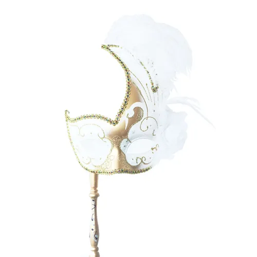 PR044 Ornate Mask - White & Gold 