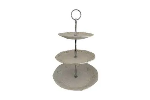 DS1341 Dessert Stand - 3 Tier Beige White