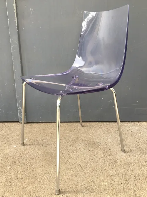 Stuhl, Sitzschale, Acrylglas, Chromfüße
