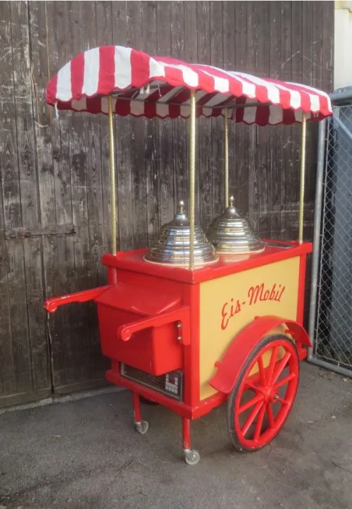 Eiswagen rot/beige Antiklook mit Dach ohne Funktion