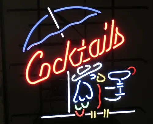Neonleuchte Cocktails, Glas