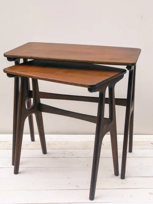  Satztisch, 2er Beistelltisch Teakholz