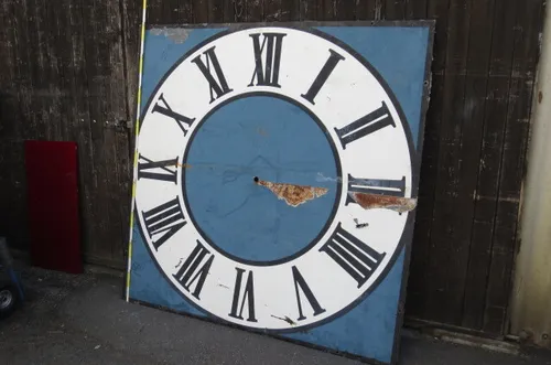 Zifferblatt groß Turmuhr blau weiss