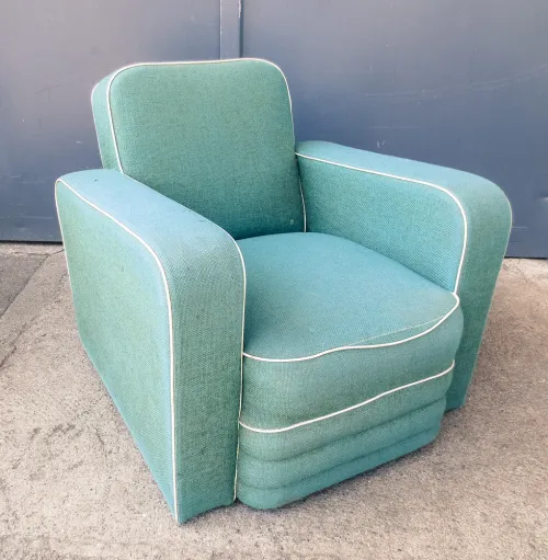 Sessel, Stoff, türkis, Patina