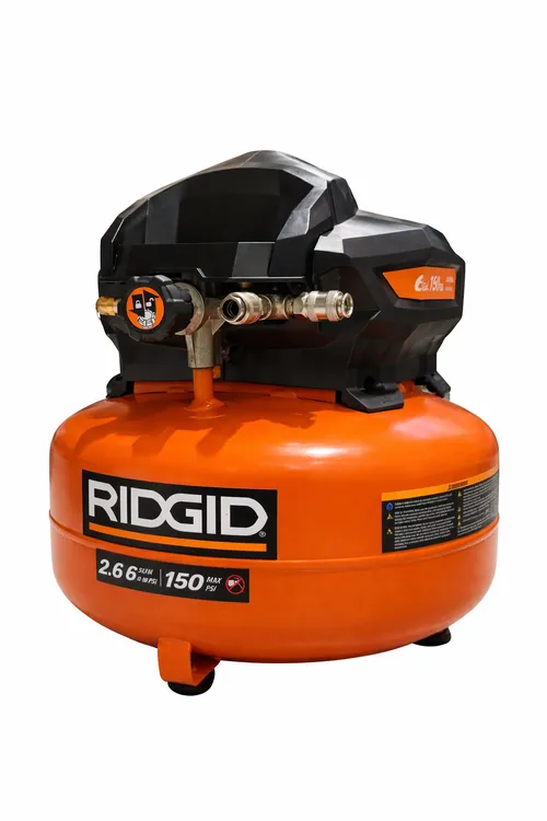 6 Gal. 150 PSI Portable Electric Oil-Free Jobsite Pancake Air Compressor with Dual Pressure Gauges and 2-Quick Couplers