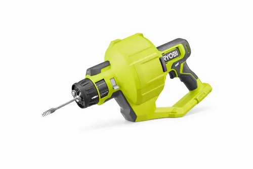 18V Cordless Drain Auger with 25 ft Cable, LED Light, Auto Feed/Retract, Cable Lock, Enclosed Drum