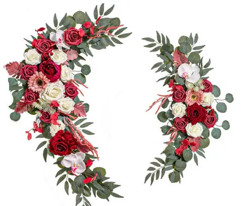 Rental - 2Pc Decorative Floral Accents - Red (Extra Large)