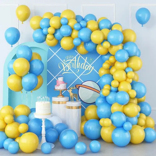 Yellow and Blue Mixed Premade Grab and Go Balloon Garland – Ready-To-Use Balloon Decor for Atlanta Events, Birthdays, Baby Showers & Weddings