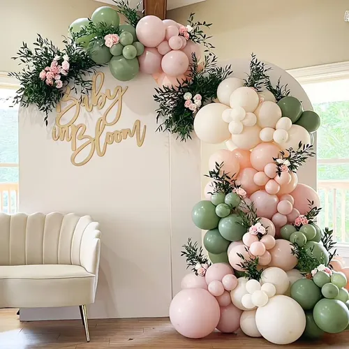 Grab and Go Balloon Garland Only- Pastel Sage Green and Pink
