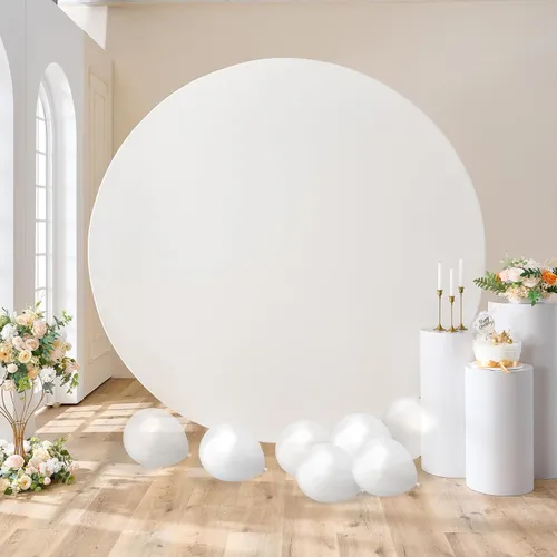 Party Rental - 7ft Round Backdrop with Ivory Cover  
