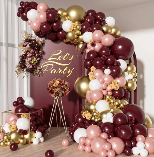 Grab and Go Balloon Garland Only - Burgundy Dusty Rose Gold and White 