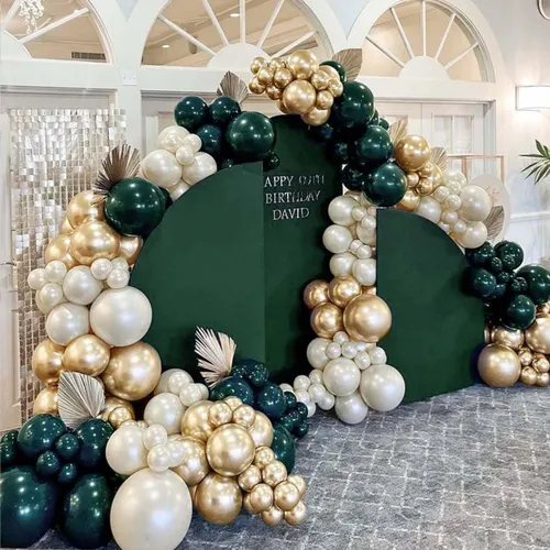 Hunter Green Gold and Sand  Premade Grab and Go Balloon Garland – Ready-To-Use Balloon Decor for Atlanta Events, Birthdays, Baby Showers & Weddings
