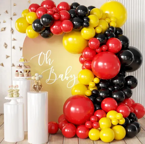 Grab and Go Balloon Garland Only - Mickey Inspired Black Red Yellow