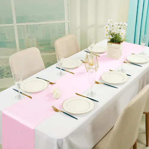 Party Rental - Decorative Satin Table Runner - Light Pink 