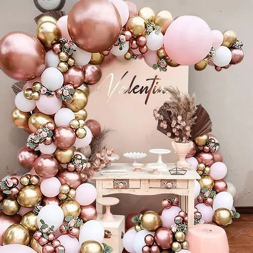 Grab and Go Balloon Garland Only - Rose Gold White Light Pink and Gold 