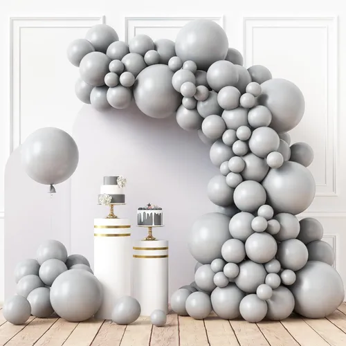 Premade Ready to Hang Grab and Go Balloon Garland Only - Solid Grey