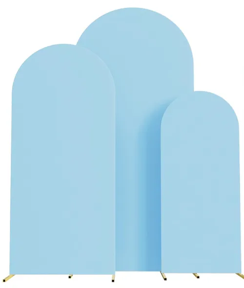 Party Rental - Set of 3 Arch With Light Blue Covers (7.2FT, 6.6FT, 6FT)