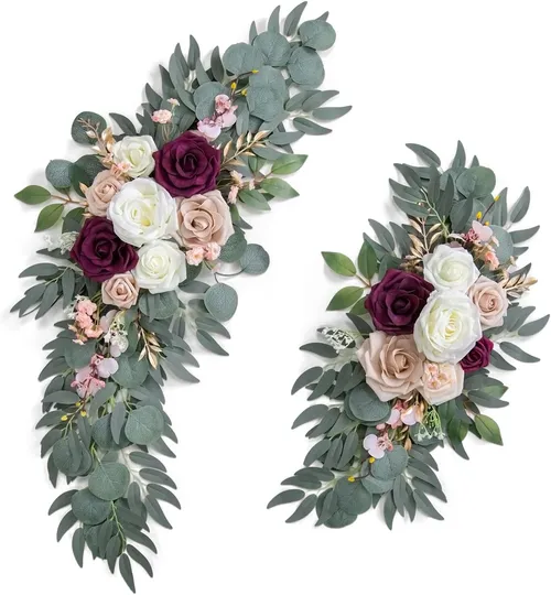 Rental - 2Pc Decorative Floral Accents (Burgundy Combo)
