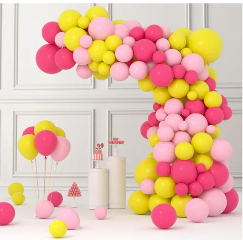 Premade Ready to Hang Grab and Go Balloon Garland Only- Yellow Fuschia Yellow