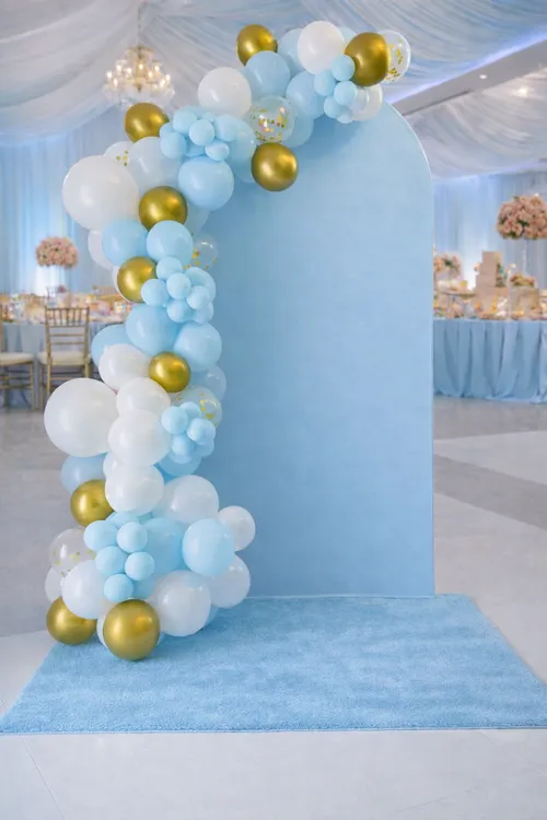 Light blue and White Gold & Confetti Highlights Premade Grab and Go Balloon Garland Only– Ready-To-Use Balloon Decor for Atlanta Events, Birthdays, Baby Showers & Weddings