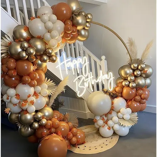 Thanksgiving Premade Ready To Use Grab and Go Balloon Garland Only -  Burnt Orange Sand Gold 