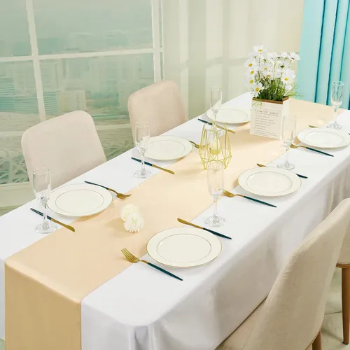 Party Rental - Decorative Satin Table Runner - Deep Ivory