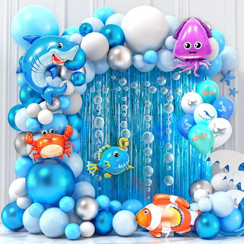 Premade Ready to Hang Grab and Go Balloon Garland Only -  Ocean Theme with Animals 