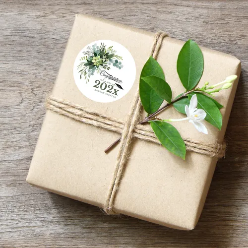 Personalized Current Year Graduation Favor Stickers Greenery -60ct 2inch 