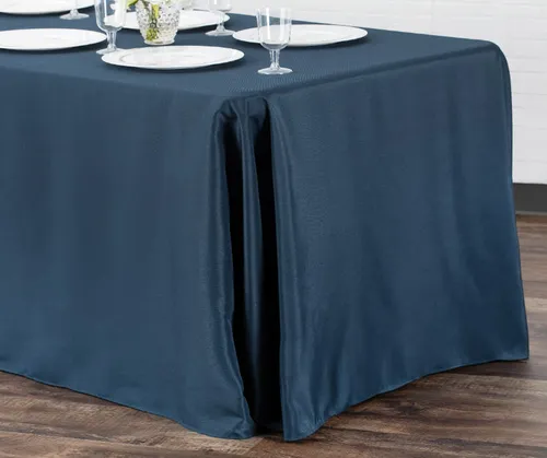 Party Rental Navy Blue Rectangular Table Cover Linen - Loose Fit 90