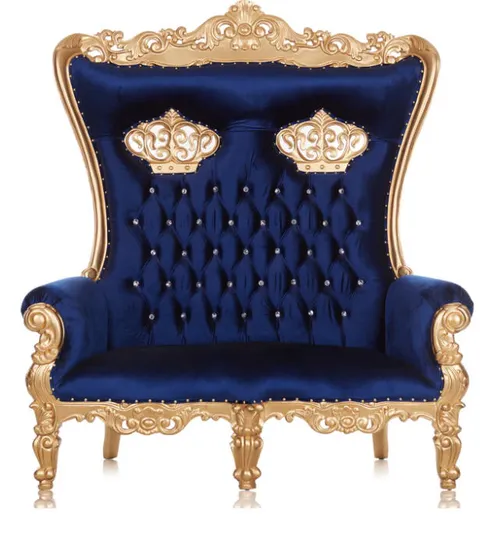For Rent Royal Blue Kingdom King & Queen Love Seat Throne Chair For Parties Events and Photo Shoots - Marietta Rental