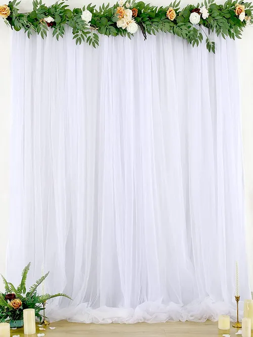 Tulle Backdrop Curtains for Baby Shower Parties Wedding ,3 Layer Sheer Photo Drape Backdrop for Photography Props 5 ft X 7 ft