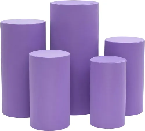Cylinder Backdrop Dessert Tables with Lavendar Covers 