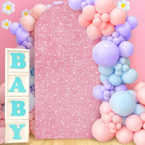 Light Pink Glitter Backdrop Arch 7ft x 4ft