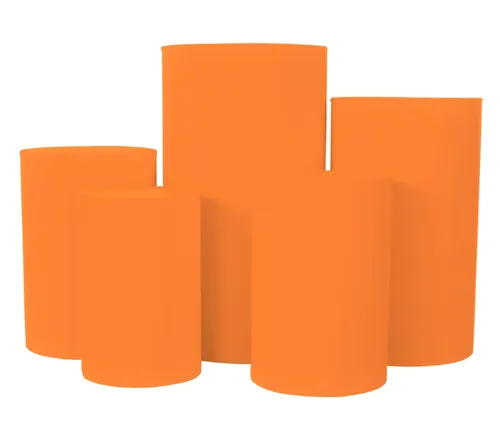 Rent Cylinder Backdrop Dessert Tables with Orange Covers