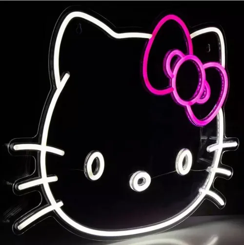 Party Rental - Hello Kitty Face Party Hanging Light Up Neon Sign For Backdrops