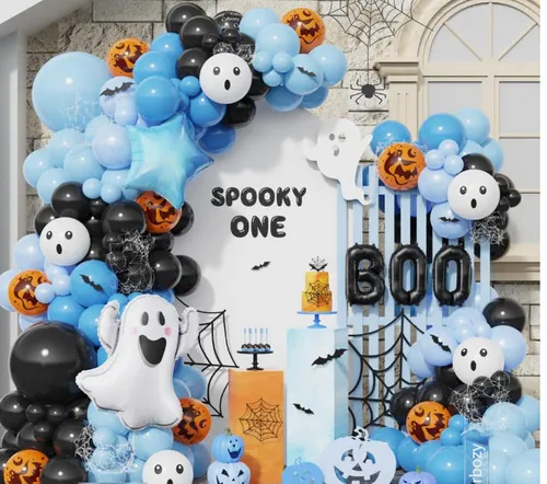 Premade Ready To Use Grab and Go Balloon Garland Only-    Black Blue Black White 