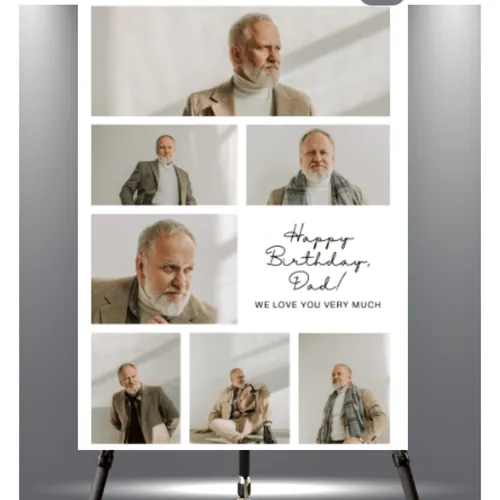 7Photo Collage Dad's Birthday Party Welcome Sign Printed Foam Board (20x30inches)