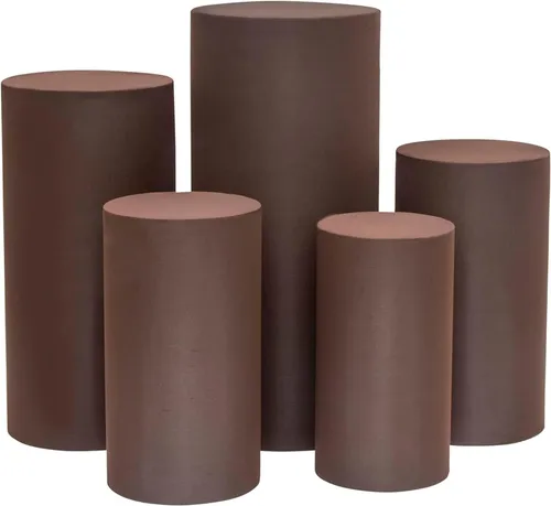 Cylinder Backdrop Dessert Tables with Brown Covers