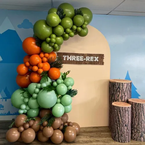 Grab and Go Balloon Garland Only-Green Orange  Brown Olive Green