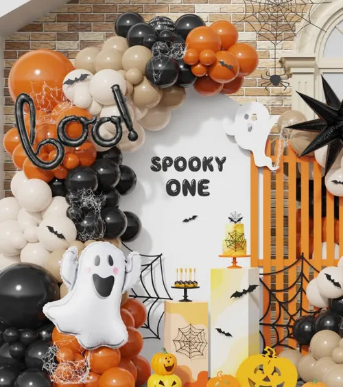 Premade Ready To Use Grab and Go Balloon Garland Only- Black Tan Orange    