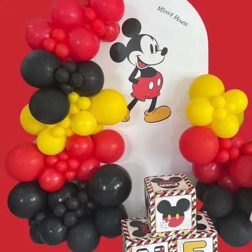 Black Red Yellow  Premade Grab and Go Balloon Garland – Ready-To-Use Balloon Decor for Atlanta Events, Birthdays, Baby Showers & Weddings