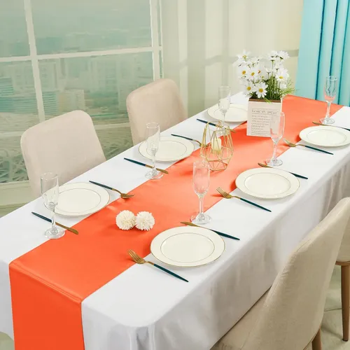 Party Rental - Decorative Satin Table Runner - Orange 