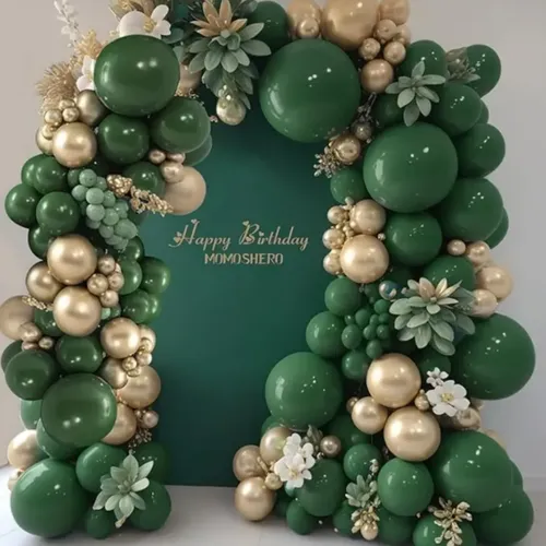 Mixed Green and Gold Accents  Premade Grab and Go Balloon Garland – Ready-To-Use Balloon Decor for Atlanta Events, Birthdays, Baby Showers & Weddings