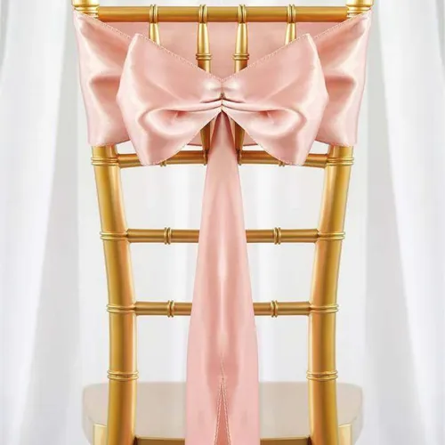 Rose Gold Satin Chair Sash Rental for Gold Chiavari Chairs